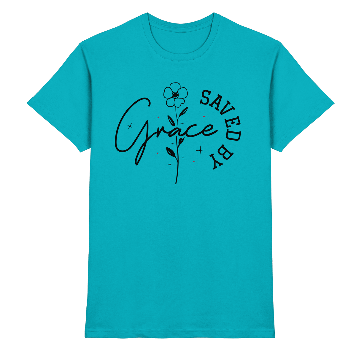 Saved by Grace – ein schlichtes Design mit tiefer Botschaft - Premium Shirt - Unisex-Shirts - Swimming Pool - GfoitMa