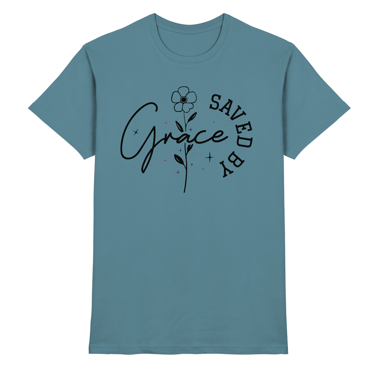 Saved by Grace – ein schlichtes Design mit tiefer Botschaft - Premium Shirt - Unisex-Shirts - Stone Blue - GfoitMa