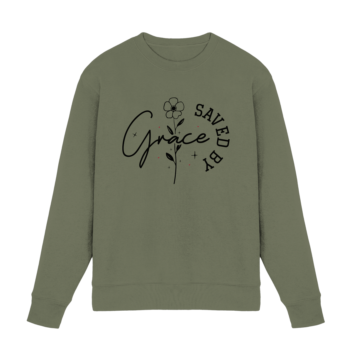 Saved by Grace – ein schlichtes Design mit tiefer Botschaft - Premium Sweatshirt - Sweatshirts - Classic Olive - GfoitMa