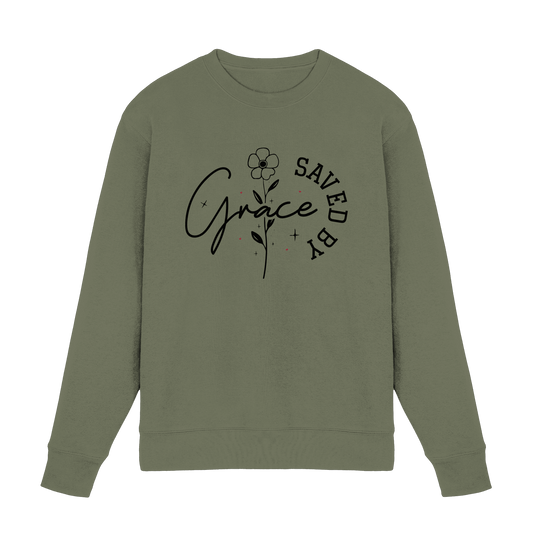 Saved by Grace – ein schlichtes Design mit tiefer Botschaft - Premium Sweatshirt - Sweatshirts - Classic Olive - GfoitMa