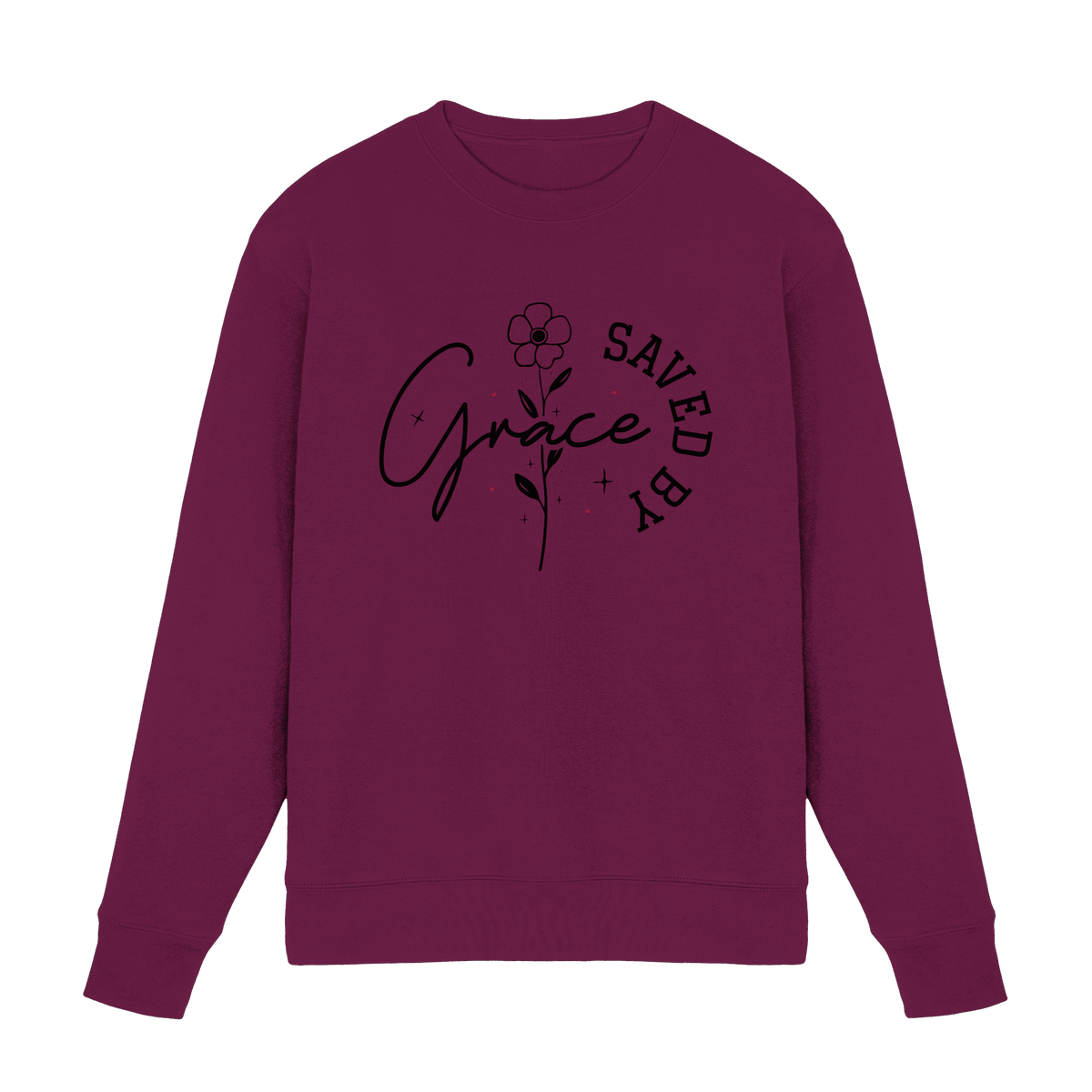 Saved by Grace – ein schlichtes Design mit tiefer Botschaft - Premium Sweatshirt - Sweatshirts - Burgund - GfoitMa
