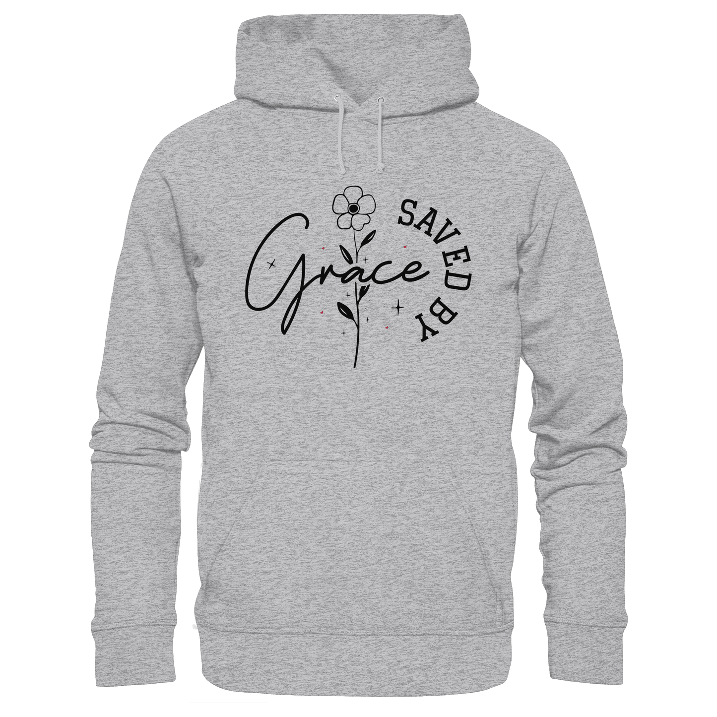 Saved by Grace – ein schlichtes Design mit tiefer Botschaft - Premium Unisex Hoodie - Hoodies - Heather Grey (meliert) - GfoitMa