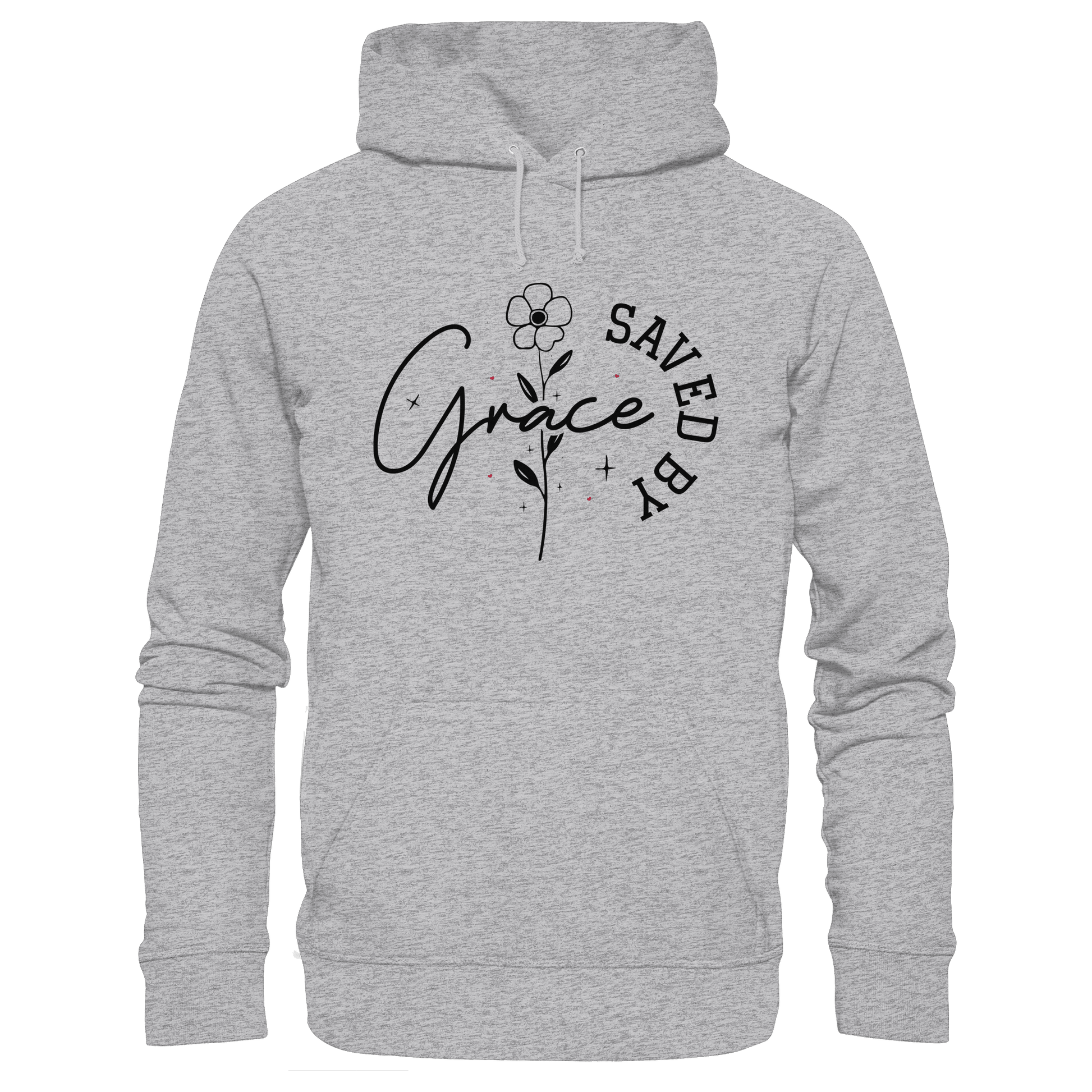Saved by Grace – ein schlichtes Design mit tiefer Botschaft - Premium Unisex Hoodie - Hoodies - Heather Grey (meliert) - GfoitMa