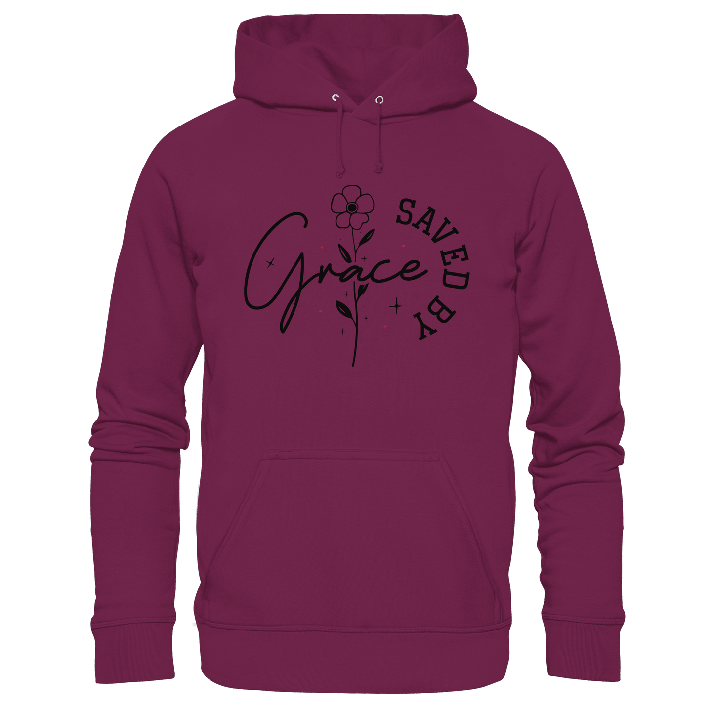 Saved by Grace – ein schlichtes Design mit tiefer Botschaft - Premium Unisex Hoodie - Hoodies - Burgund - GfoitMa