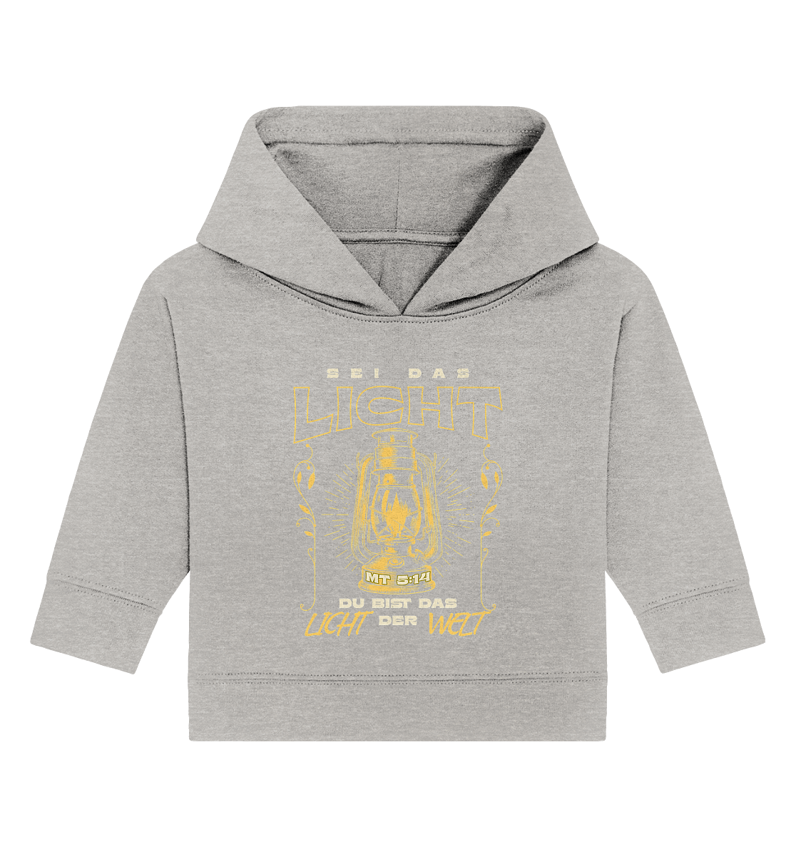 Sei das Licht – Du bist das Licht der Welt | Christliche Kleidung - Baby Organic Hoodie - Kids & Babys - Heather Grey - GfoitMa