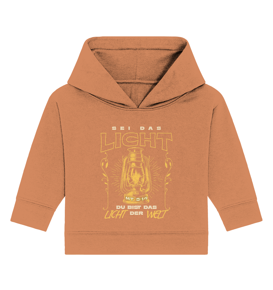 Sei das Licht – Du bist das Licht der Welt | Christliche Kleidung - Baby Organic Hoodie - Kids & Babys - Volcano Stone - GfoitMa