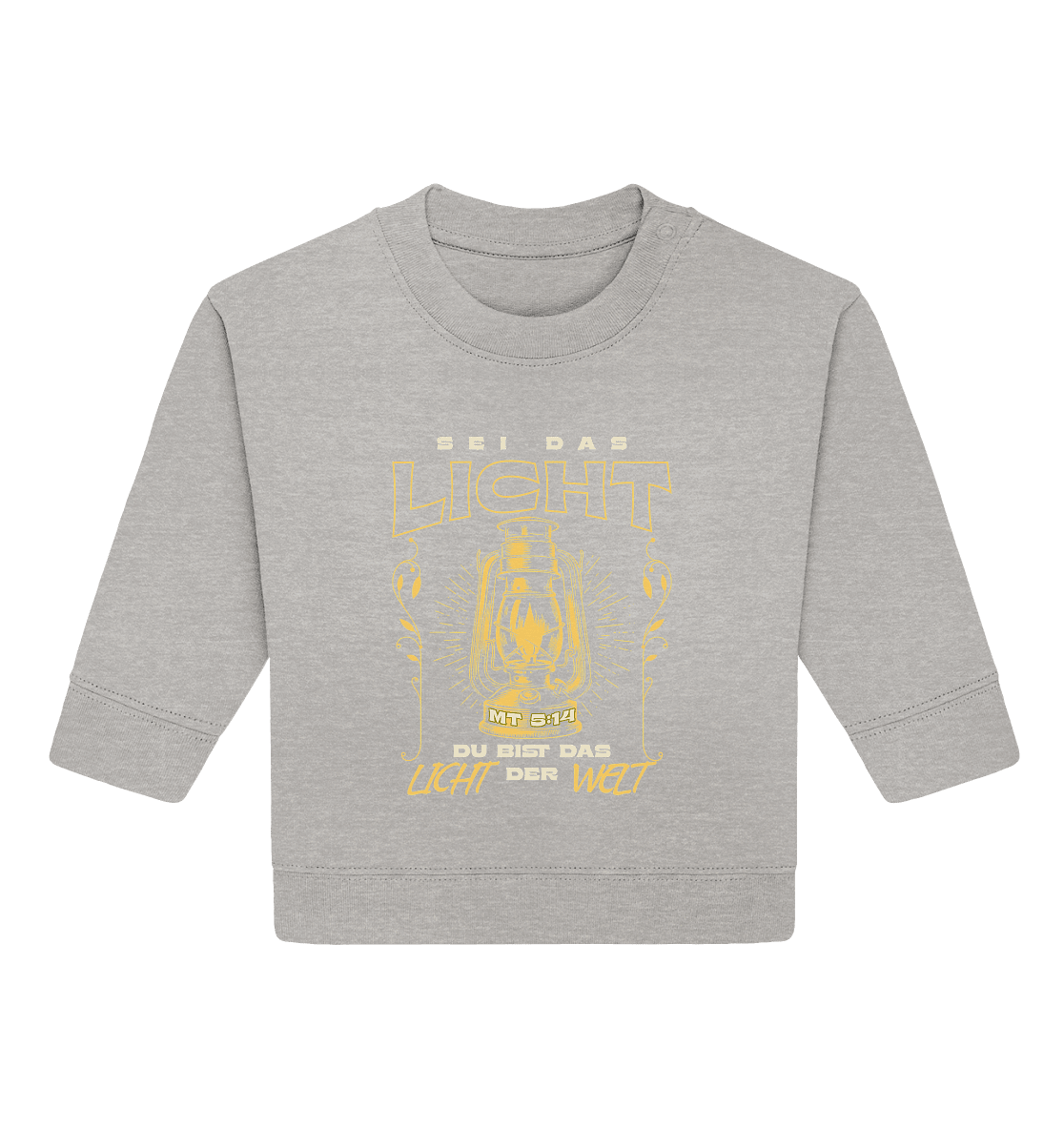 Sei das Licht – Du bist das Licht der Welt | Christliche Kleidung - Baby Organic Sweatshirt - Kids & Babys - Heather Grey - GfoitMa