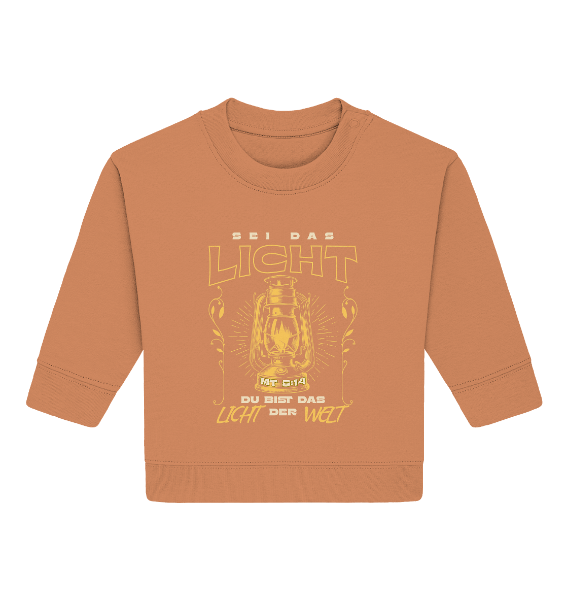 Sei das Licht – Du bist das Licht der Welt | Christliche Kleidung - Baby Organic Sweatshirt - Kids & Babys - Volcano Stone - GfoitMa