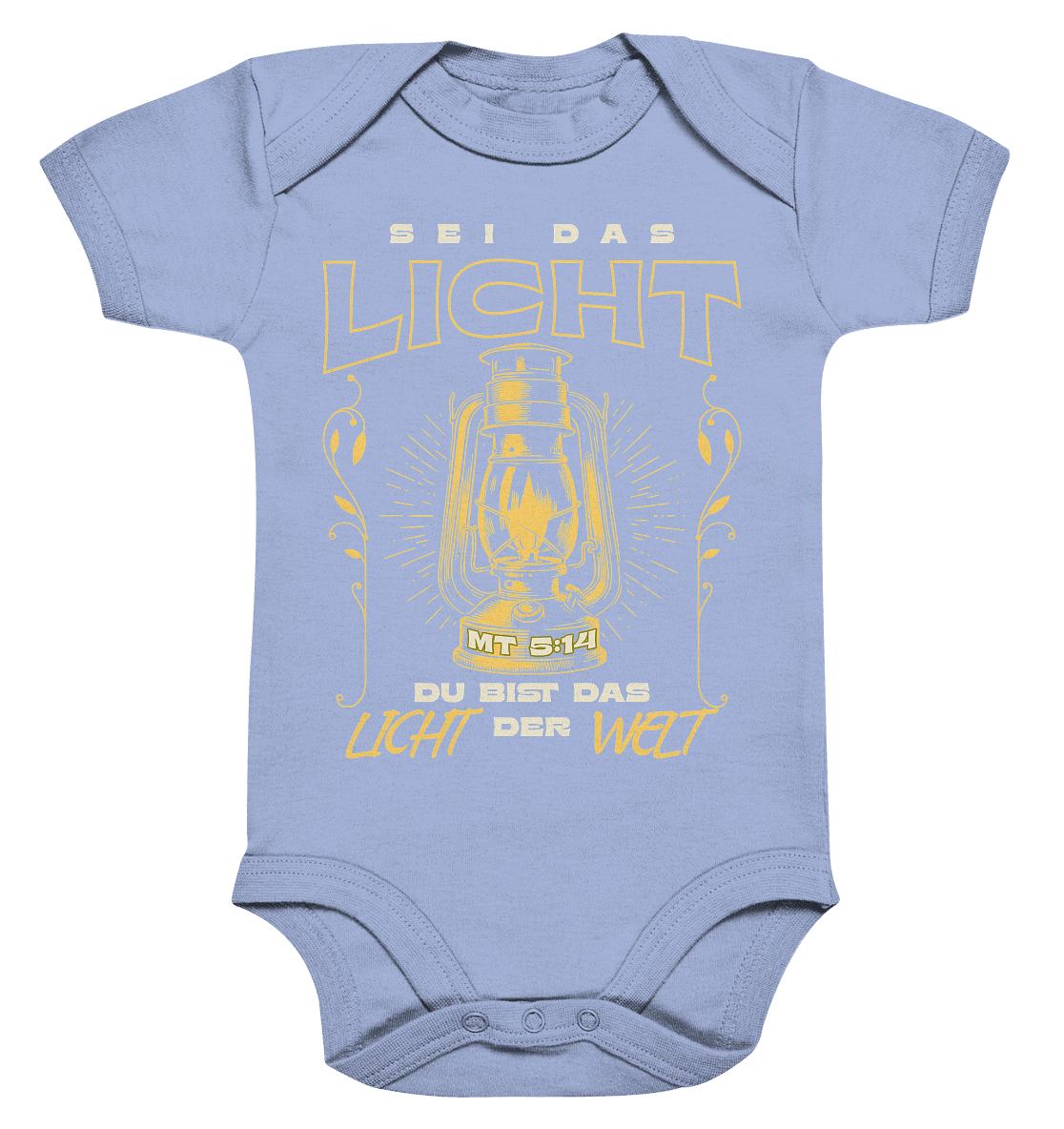 Sei das Licht – Du bist das Licht der Welt | Christliche Kleidung - Organic Baby Bodysuit - Kids & Babys - Dusty Blue - GfoitMa