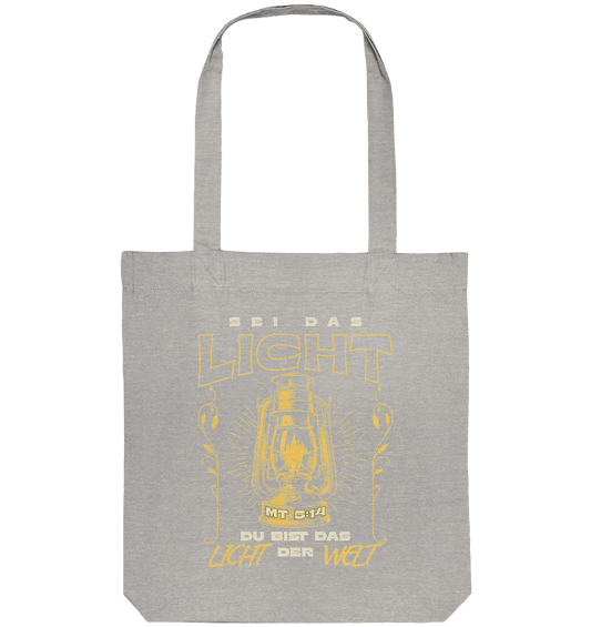 Sei das Licht – Du bist das Licht der Welt | Christliche Kleidung - Organic Tote-Bag - Taschen - Heather Grey - GfoitMa