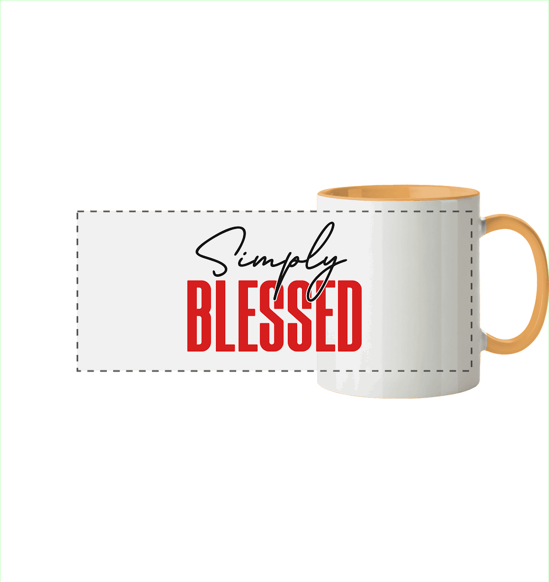 Simply Blessed | Christliches Design mit klarer Botschaft - Panorama Tasse zweifarbig - Trinkgefäße - Goldgelb - GfoitMa