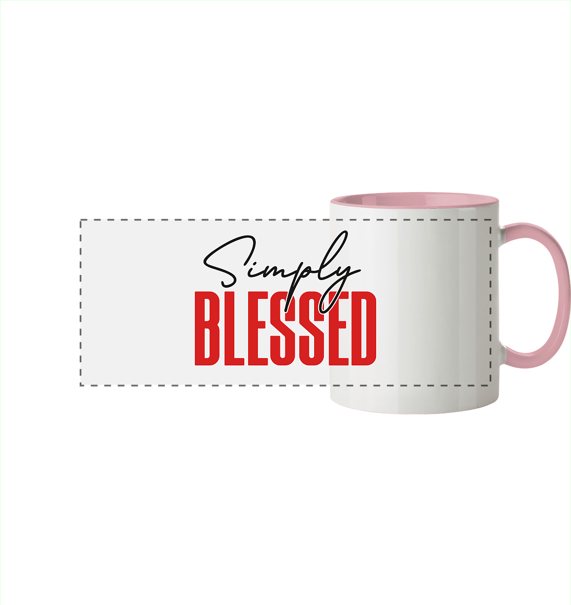 Simply Blessed | Christliches Design mit klarer Botschaft - Panorama Tasse zweifarbig - Trinkgefäße - Altrosa - GfoitMa