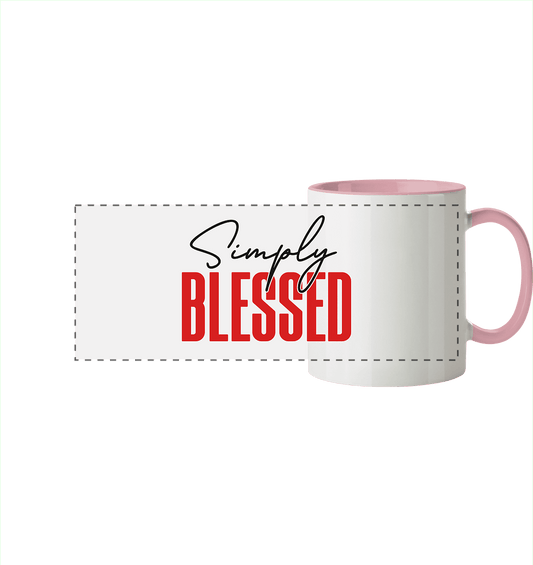 Simply Blessed | Christliches Design mit klarer Botschaft - Panorama Tasse zweifarbig - Trinkgefäße - Altrosa - GfoitMa