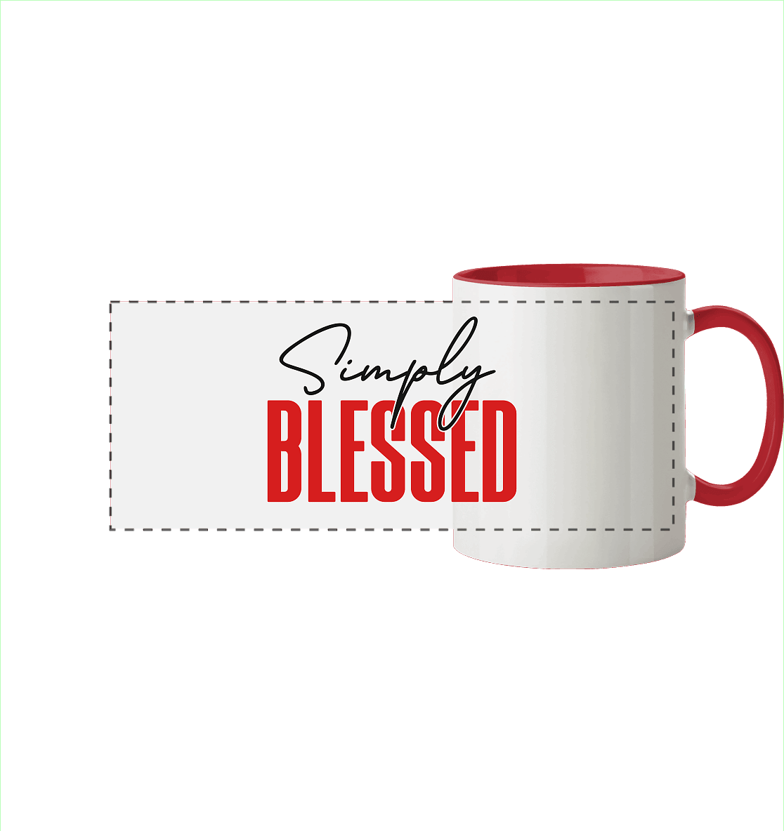Simply Blessed | Christliches Design mit klarer Botschaft - Panorama Tasse zweifarbig - Trinkgefäße - Rot - GfoitMa