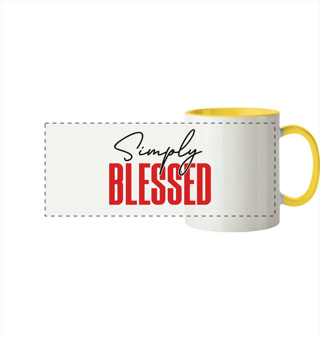 Simply Blessed | Christliches Design mit klarer Botschaft - Panorama Tasse zweifarbig - Trinkgefäße - Hellgelb - GfoitMa