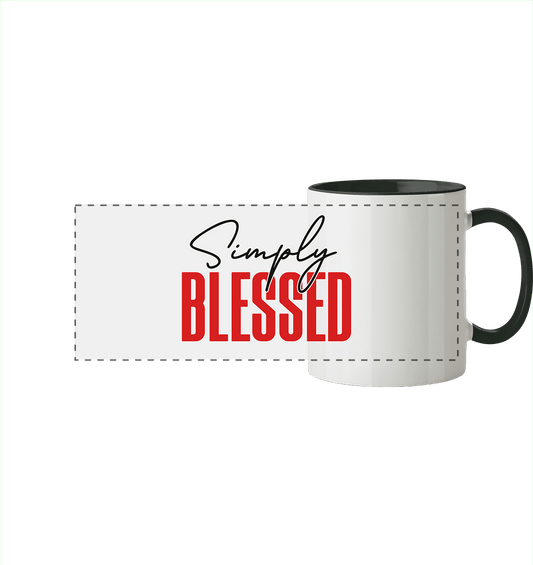 Simply Blessed | Christliches Design mit klarer Botschaft - Panorama Tasse zweifarbig - Trinkgefäße - Black - GfoitMa