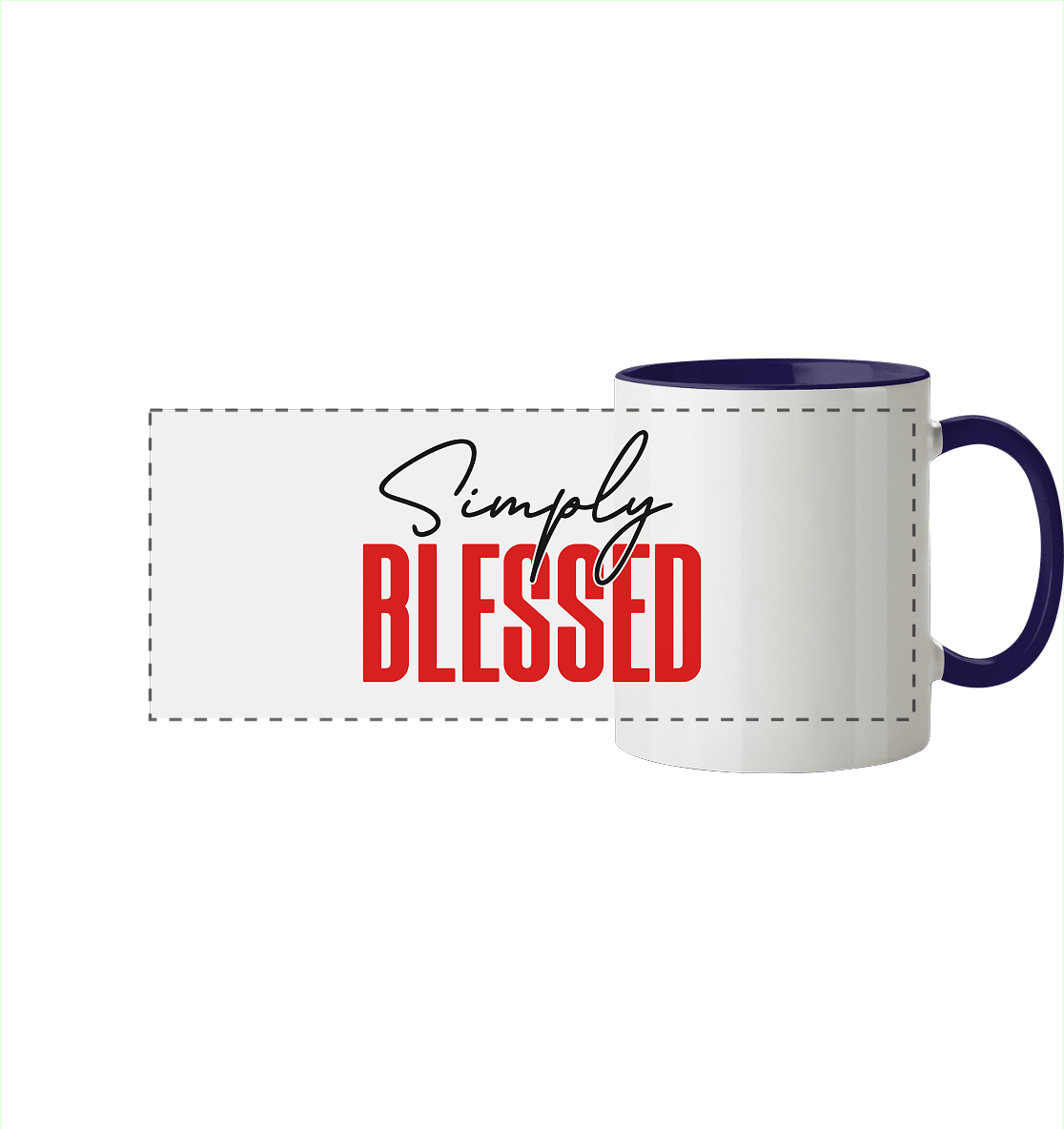 Simply Blessed | Christliches Design mit klarer Botschaft - Panorama Tasse zweifarbig - Trinkgefäße - Kobaltblau - GfoitMa