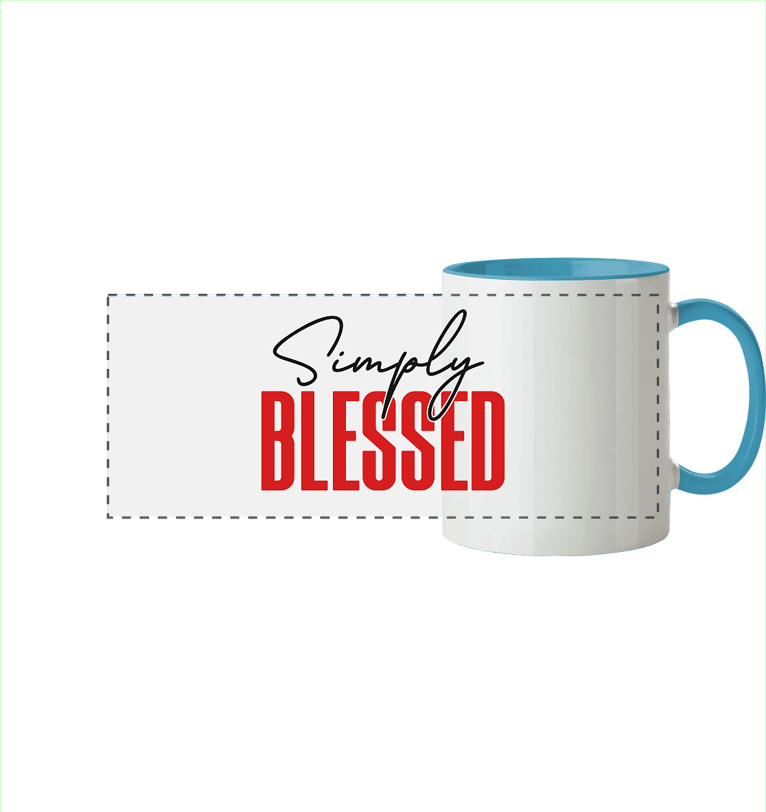 Simply Blessed | Christliches Design mit klarer Botschaft - Panorama Tasse zweifarbig - Trinkgefäße - Hellblau - GfoitMa