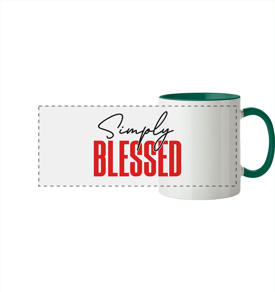 Simply Blessed | Christliches Design mit klarer Botschaft - Panorama Tasse zweifarbig - Trinkgefäße - Dunkelgrün - GfoitMa