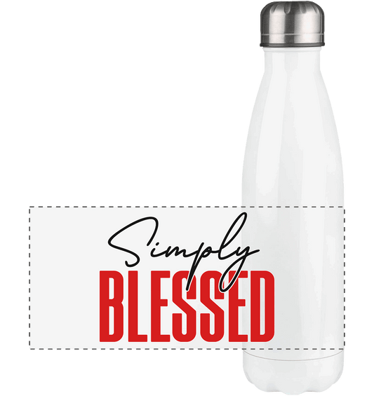 Simply Blessed | Christliches Design mit klarer Botschaft - Panorama Thermoflasche 500ml - Trinkgefäße - White - GfoitMa
