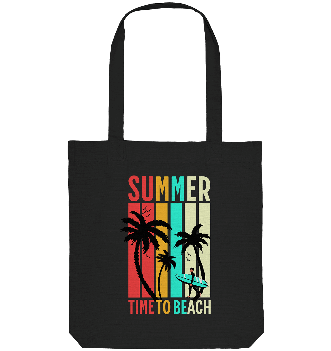 Summer Time to Beach – Sonne, Sand & Lebensfreude - Organic Tote-Bag - Taschen - Black - GfoitMa