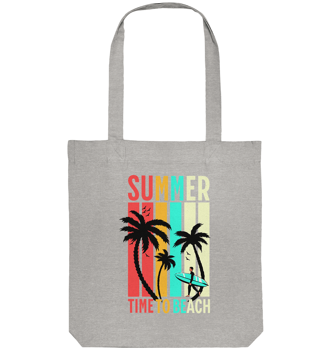 Summer Time to Beach – Sonne, Sand & Lebensfreude - Organic Tote-Bag - Taschen - Heather Grey - GfoitMa