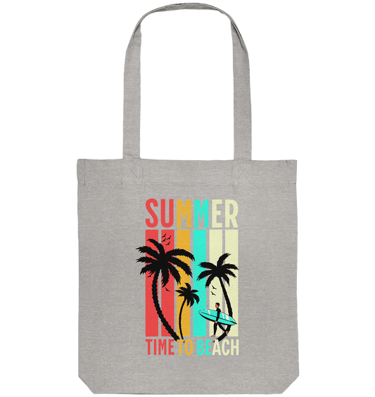 Summer Time to Beach – Sonne, Sand & Lebensfreude - Organic Tote-Bag - Taschen - Heather Grey - GfoitMa
