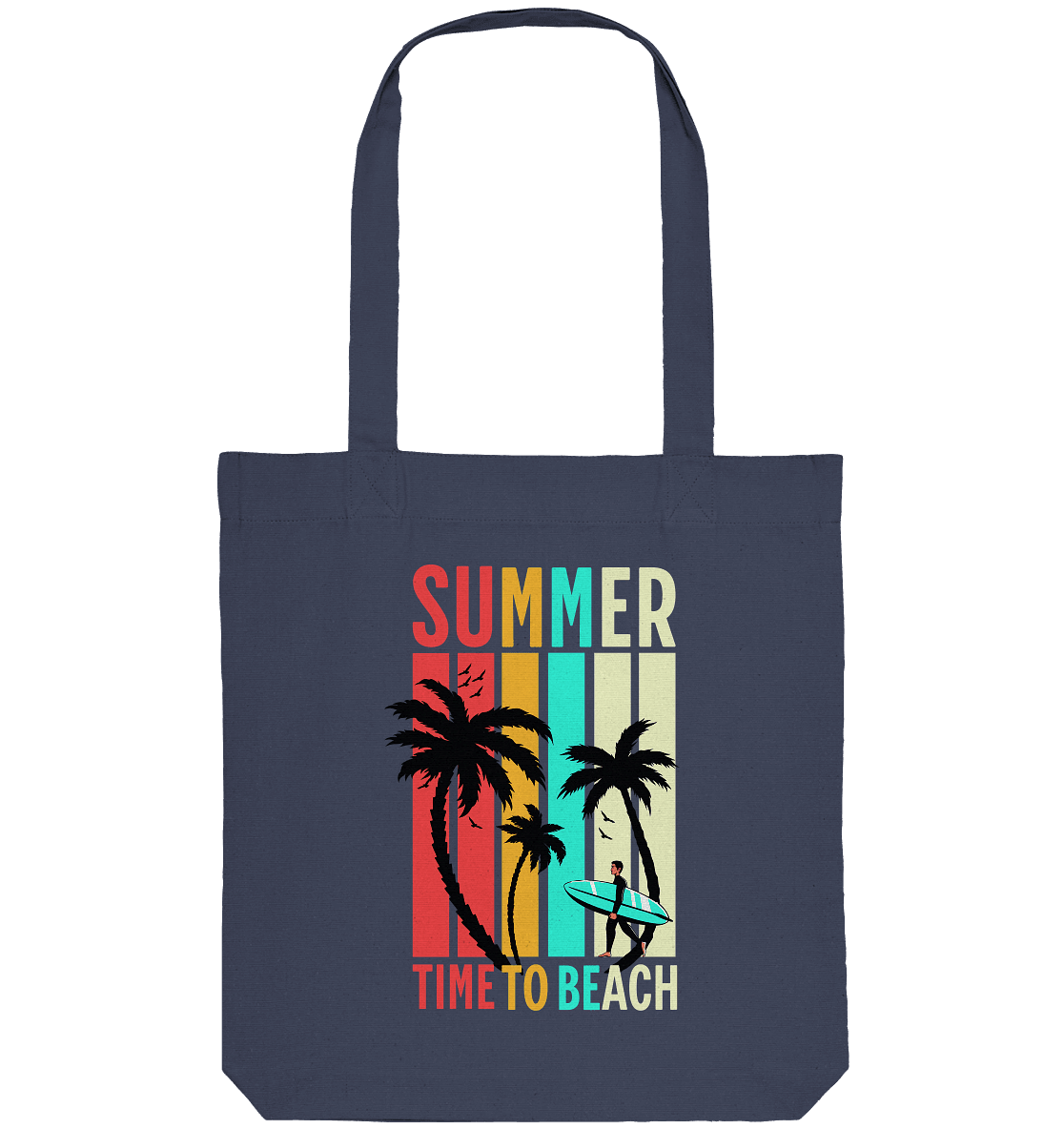 Summer Time to Beach – Sonne, Sand & Lebensfreude - Organic Tote-Bag - Taschen - Midnight Blue - GfoitMa
