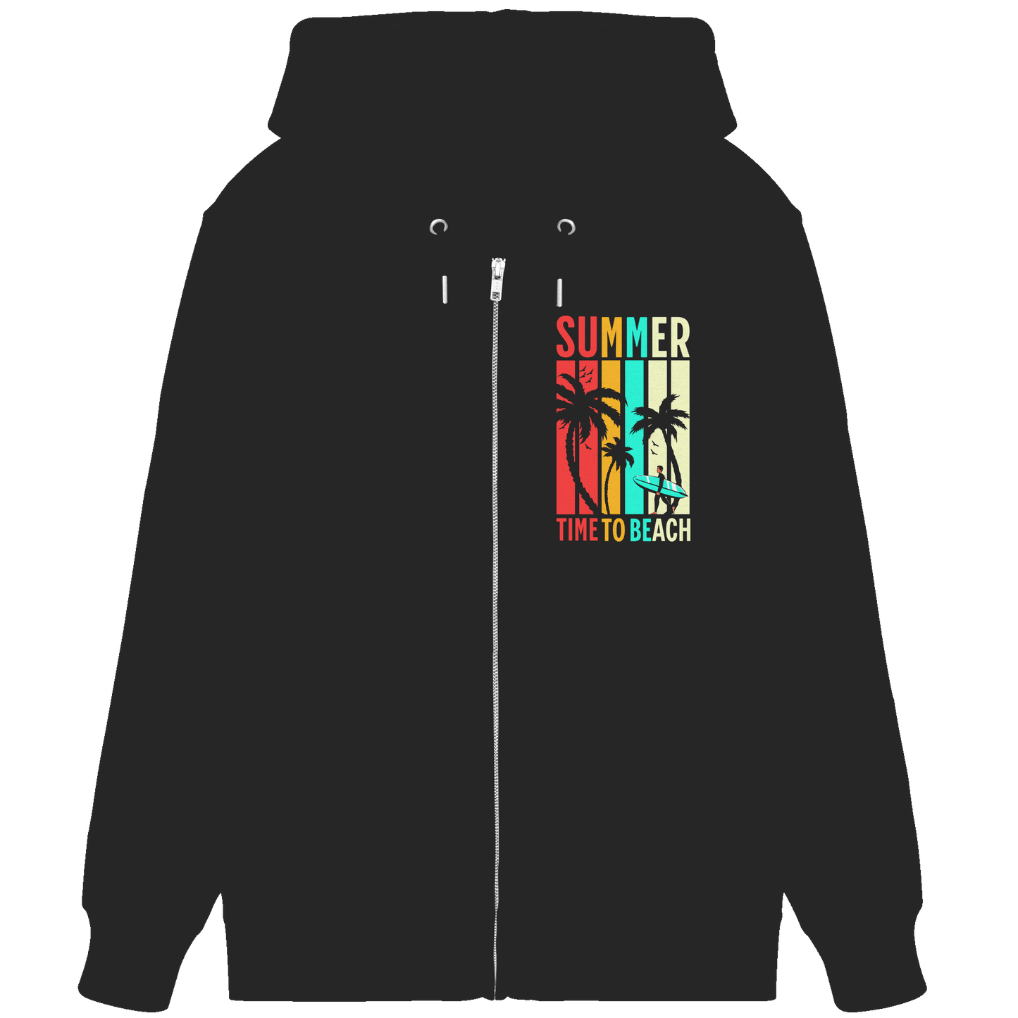 Summer Time to Beach – Sonne, Sand & Lebensfreude - Organic Zipper - Jacken/ Zipper - Black - GfoitMa
