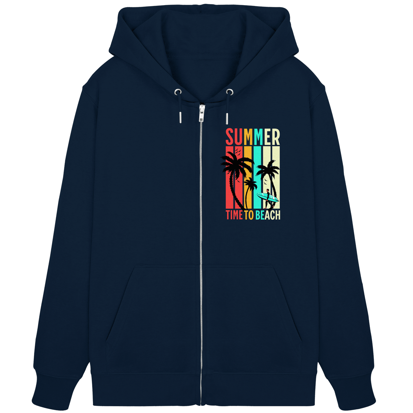 Summer Time to Beach – Sonne, Sand & Lebensfreude - Organic Zipper - Jacken/ Zipper - French Navy - GfoitMa