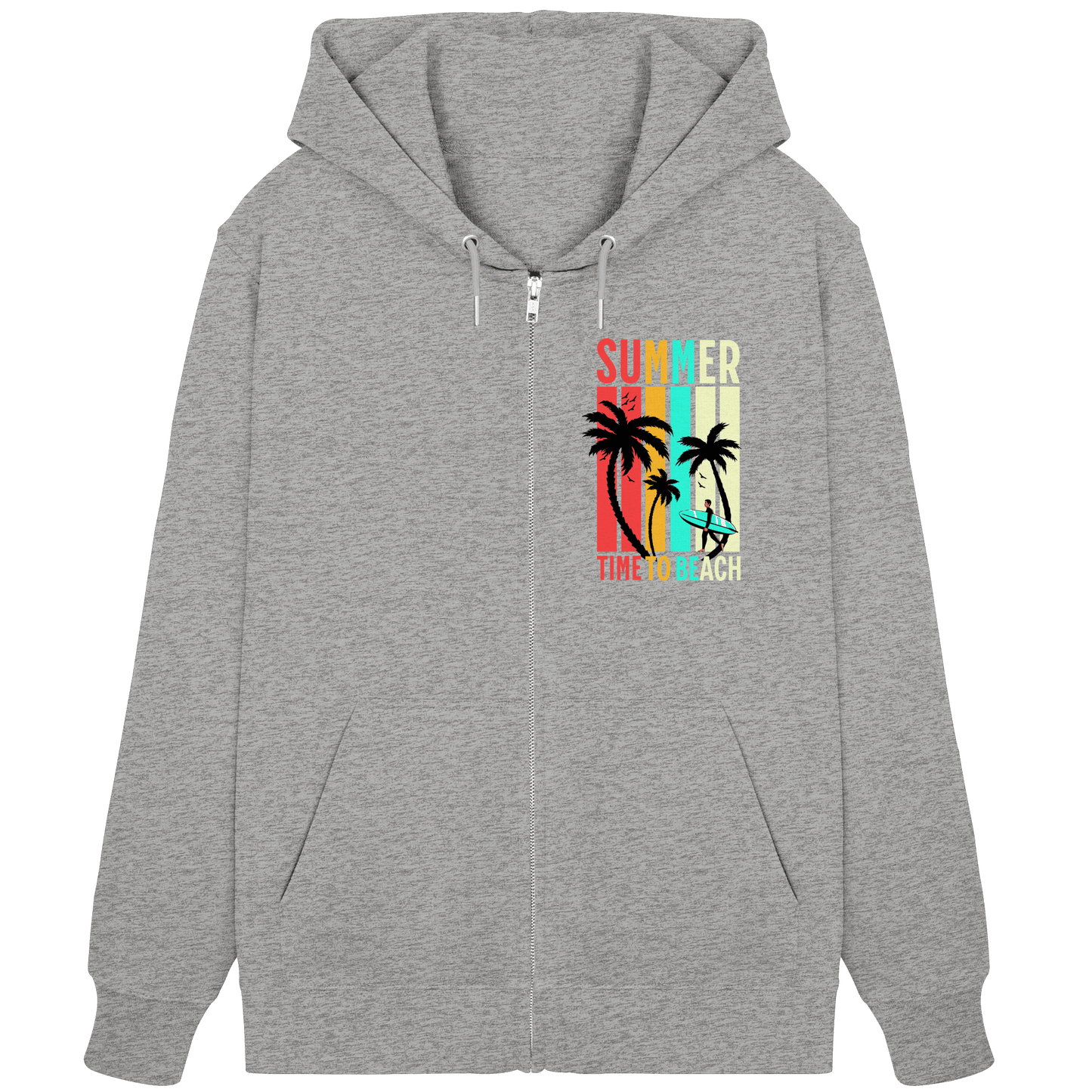 Summer Time to Beach – Sonne, Sand & Lebensfreude - Organic Zipper - Jacken/ Zipper - Heather Grey - GfoitMa