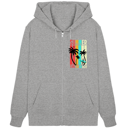 Summer Time to Beach – Sonne, Sand & Lebensfreude - Organic Zipper - Jacken/ Zipper - Heather Grey - GfoitMa