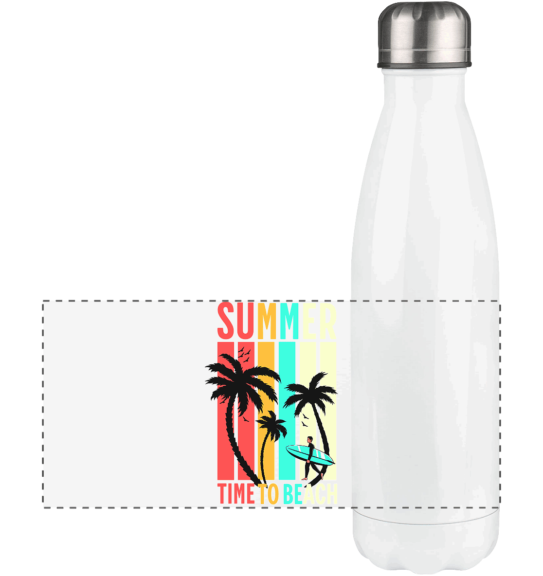 Summer Time to Beach – Sonne, Sand & Lebensfreude - Panorama Thermoflasche 500ml - Trinkgefäße - White - GfoitMa