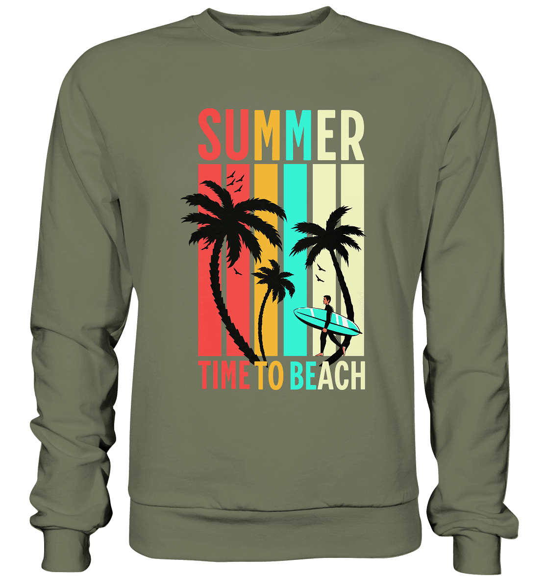 Summer Time to Beach – Sonne, Sand & Lebensfreude - Premium Sweatshirt - Sweatshirts - Classic Olive - GfoitMa