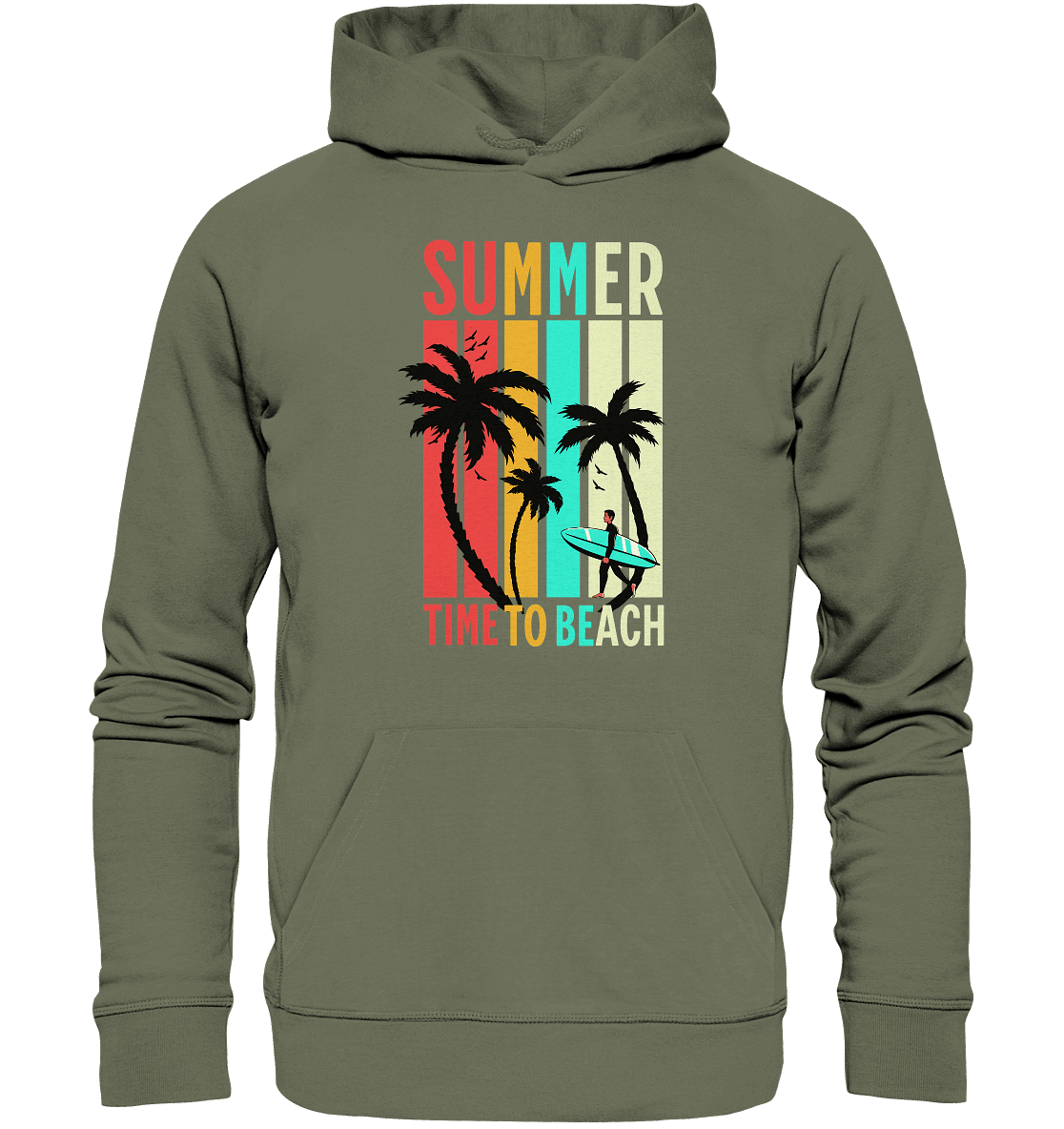 Summer Time to Beach – Sonne, Sand & Lebensfreude - Premium Unisex Hoodie - Hoodies - Classic Olive - GfoitMa
