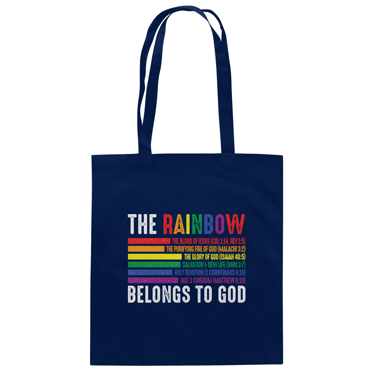 The Rainbow Belongs To God – Zeichen des Bundes und der Liebe - Baumwolltasche - Taschen - French Navy - GfoitMa