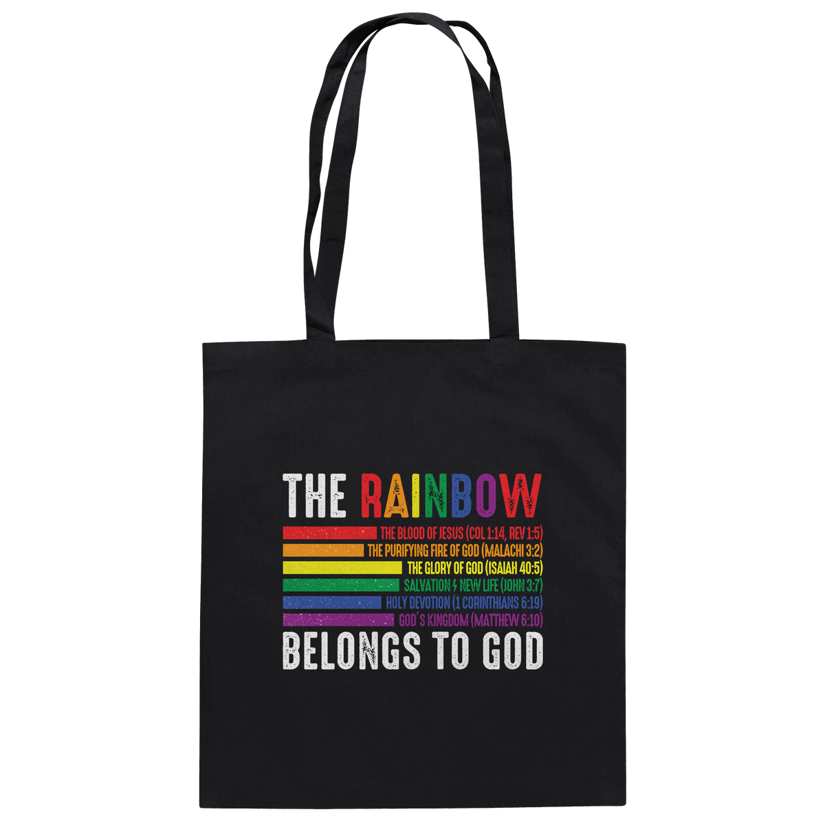 The Rainbow Belongs To God – Zeichen des Bundes und der Liebe - Baumwolltasche - Taschen - Black - GfoitMa