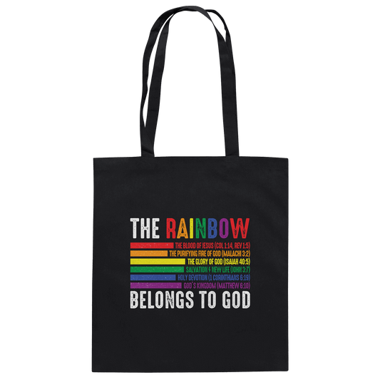 The Rainbow Belongs To God – Zeichen des Bundes und der Liebe - Baumwolltasche - Taschen - Black - GfoitMa