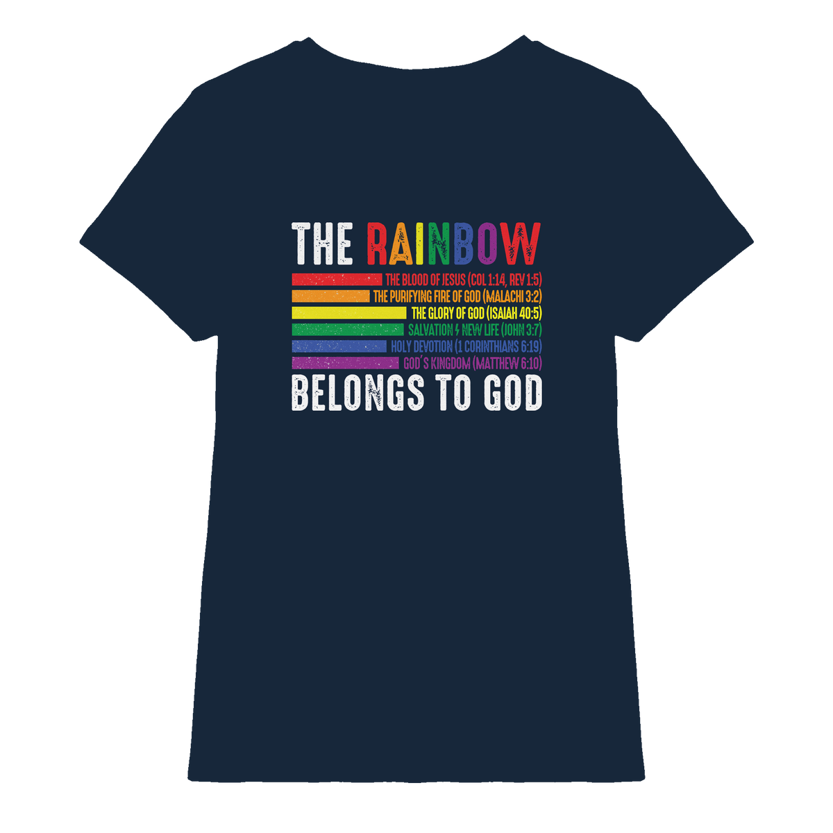 The Rainbow Belongs To God – Zeichen des Bundes und der Liebe - Ladies Premium Shirt - Lady-Shirts - Navy - GfoitMa