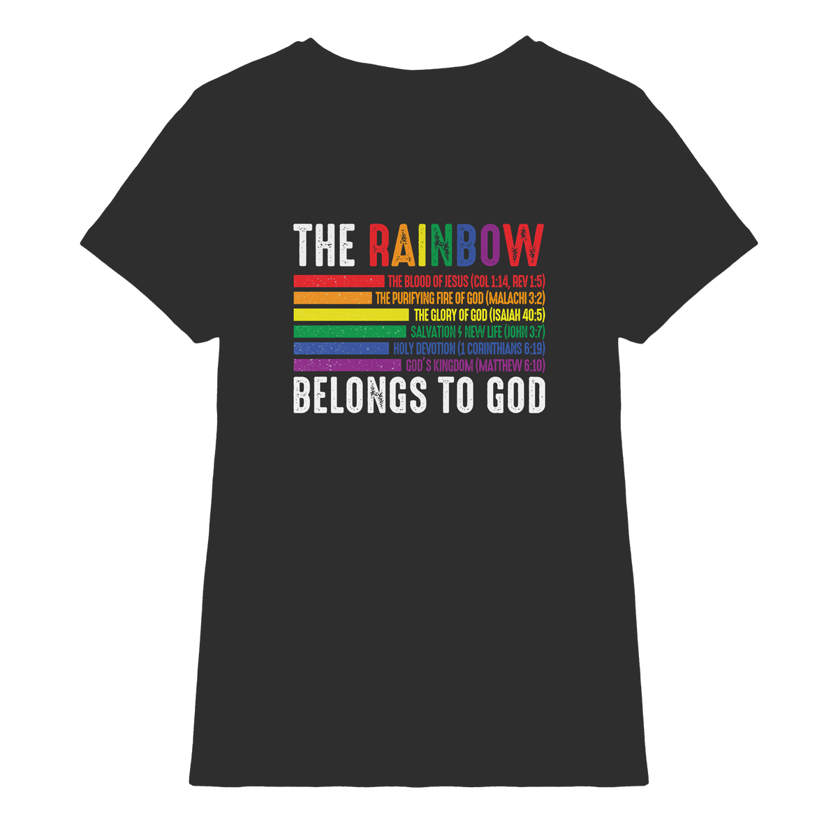 The Rainbow Belongs To God – Zeichen des Bundes und der Liebe - Ladies Premium Shirt - Lady-Shirts - Black - GfoitMa