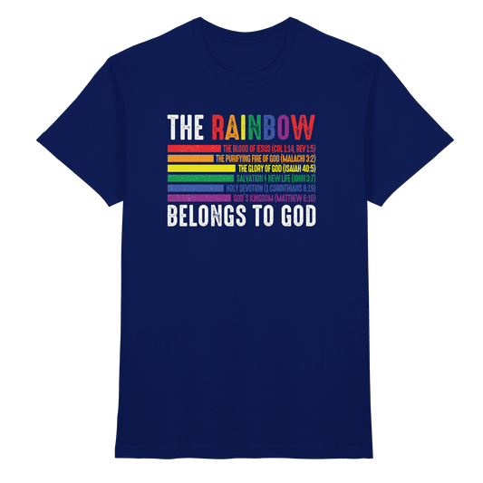 The Rainbow Belongs To God – Zeichen des Bundes und der Liebe - Premium Shirt - Unisex-Shirts - Urban Navy - GfoitMa