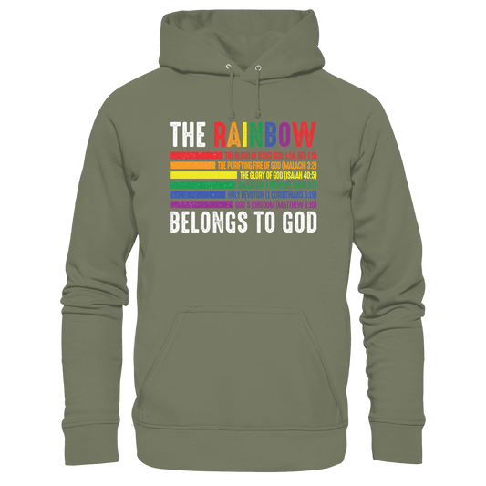 The Rainbow Belongs To God – Zeichen des Bundes und der Liebe - Premium Unisex Hoodie - Hoodies - Classic Olive - GfoitMa