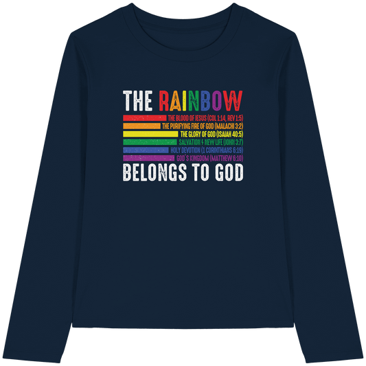 The Rainbow Belongs To God – Zeichen des Bundes und der Liebe - Womens Organic Longsleeve T-Shirt - Lady-Shirts - French Navy - GfoitMa