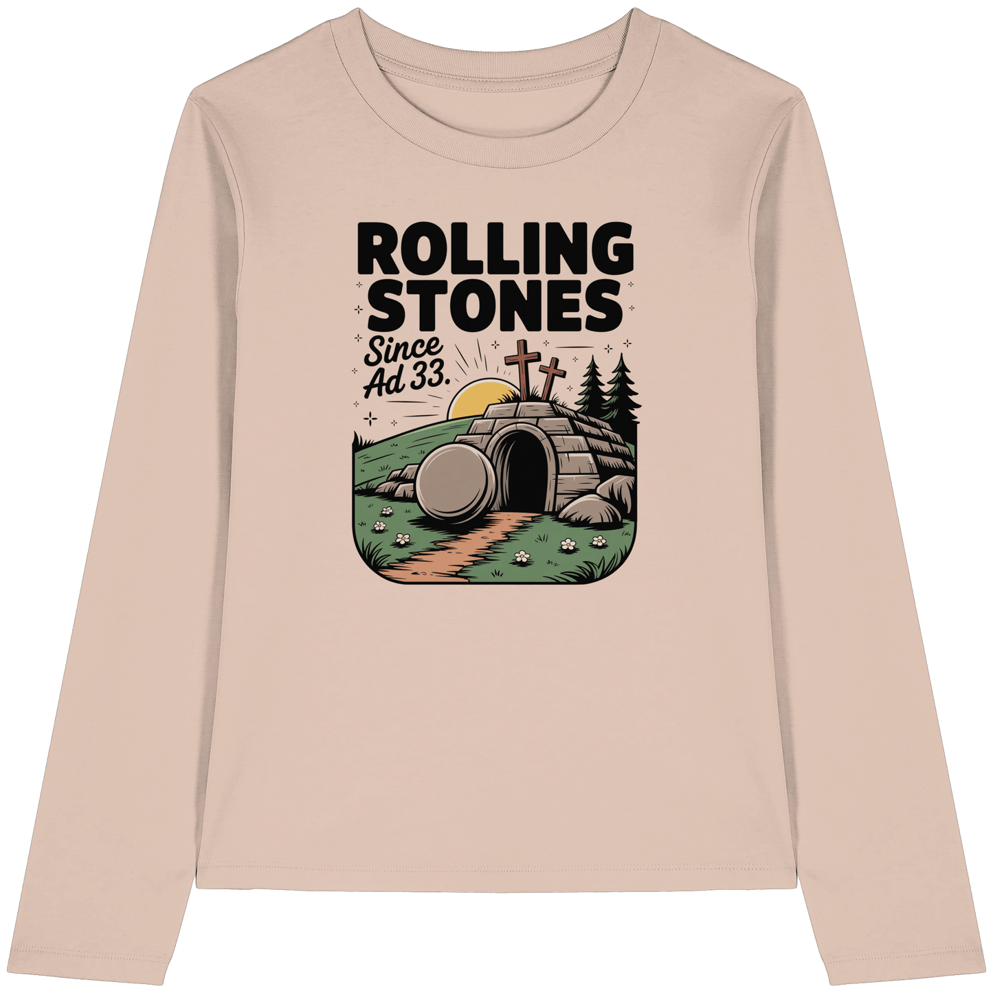 The Stone Was Rolled Away – Since AD 33 - Womens Organic Longsleeve T-Shirt - Lady-Shirts - Fraiche Peche - GfoitMa