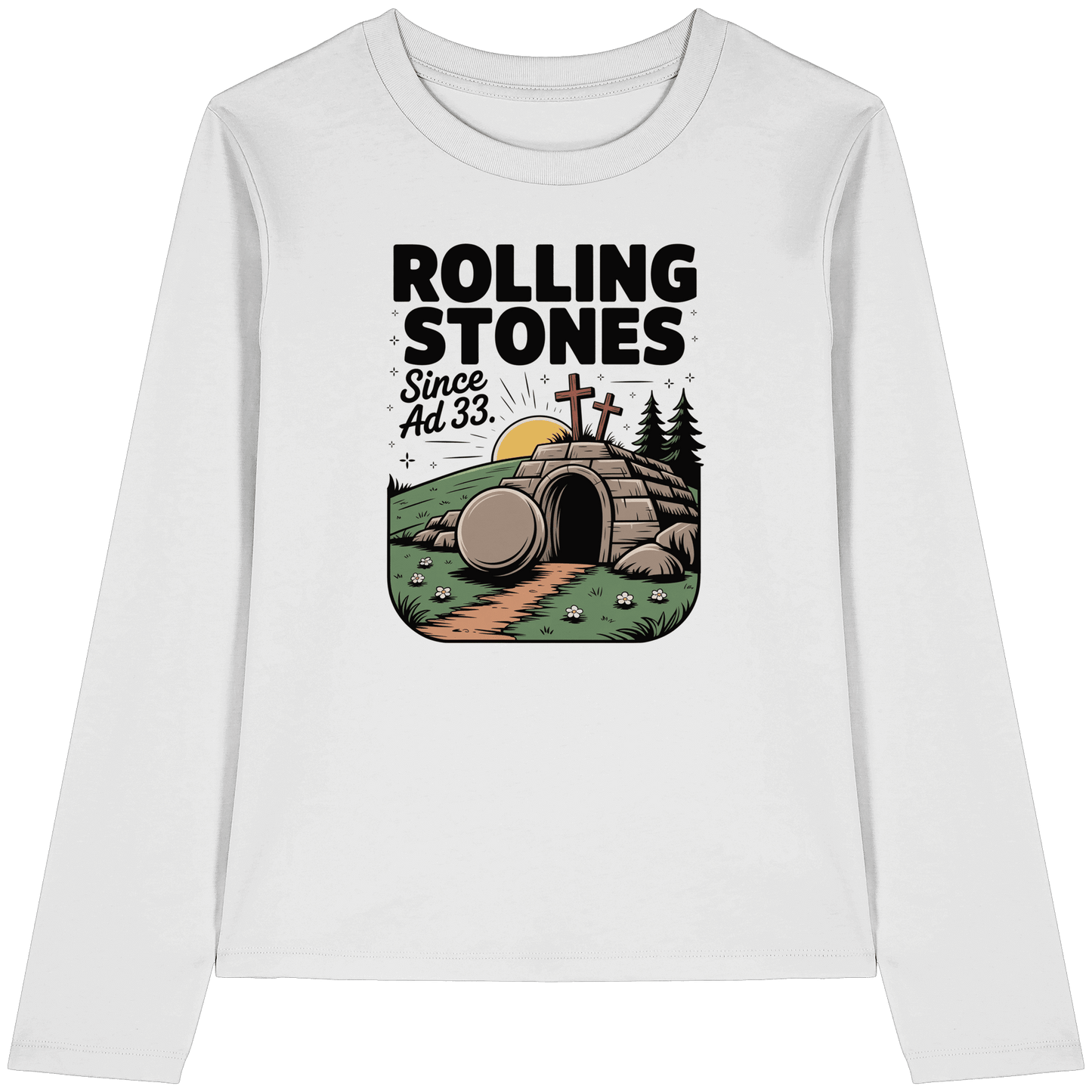 The Stone Was Rolled Away – Since AD 33 - Womens Organic Longsleeve T-Shirt - Lady-Shirts - White - GfoitMa
