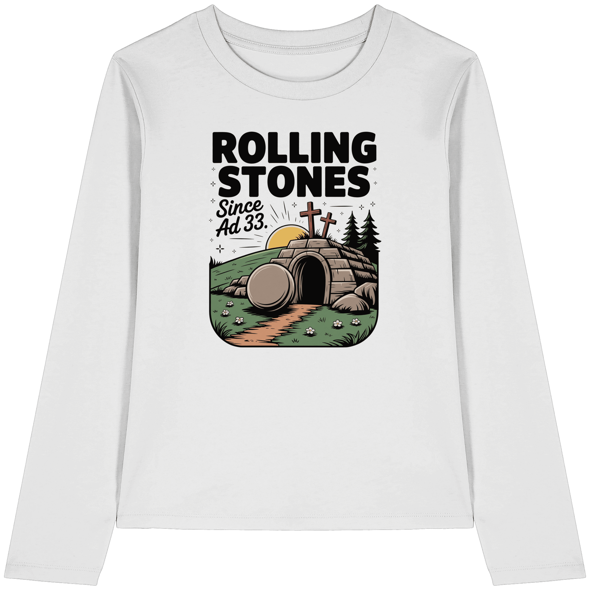 The Stone Was Rolled Away – Since AD 33 - Womens Organic Longsleeve T-Shirt - Lady-Shirts - White - GfoitMa