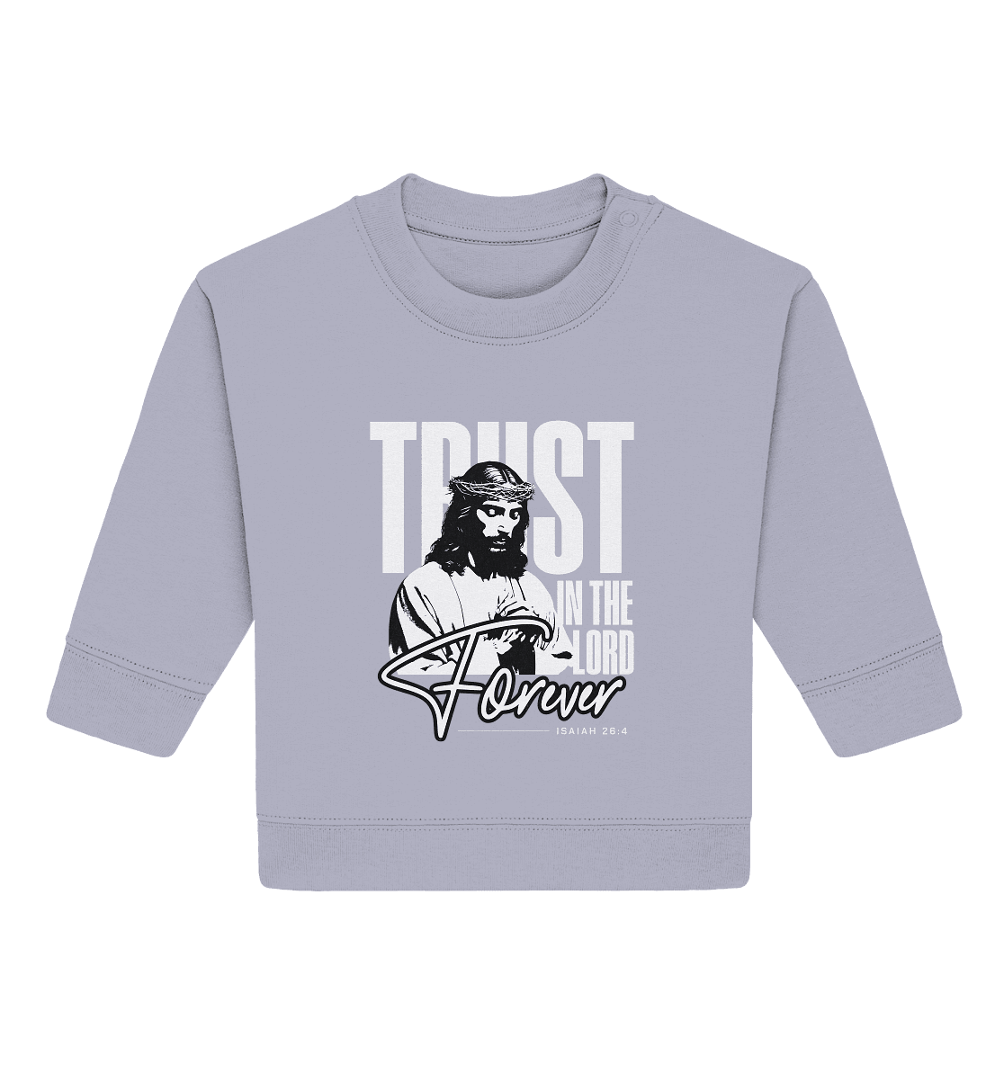 Trust in the Lord Forever – Eine Botschaft des unerschütterlichen Glaubens - Baby Organic Sweatshirt - Kids & Babys - Serene Blue - GfoitMa