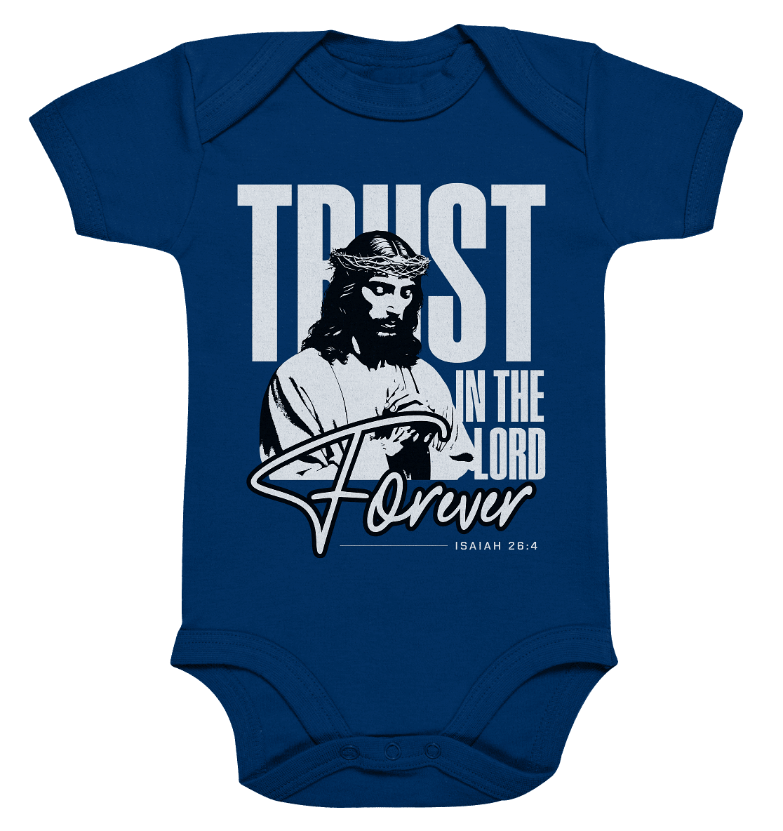 Trust in the Lord Forever – Eine Botschaft des unerschütterlichen Glaubens - Organic Baby Bodysuit - Kids & Babys - Nautical Navy - GfoitMa