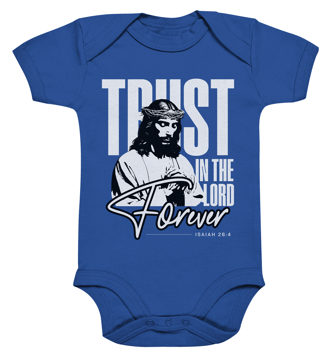 Trust in the Lord Forever – Eine Botschaft des unerschütterlichen Glaubens - Organic Baby Bodysuit - Kids & Babys - Cobalt Blue Organic - GfoitMa