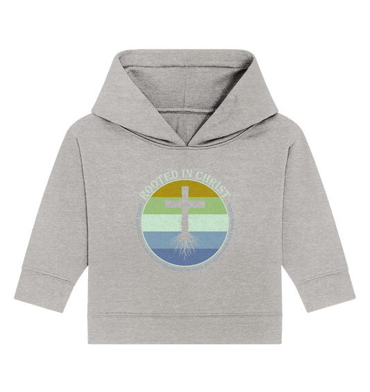 Verwurzelt in Christus | Christliche Kleidung - Baby Organic Hoodie - Kids & Babys - Heather Grey - GfoitMa